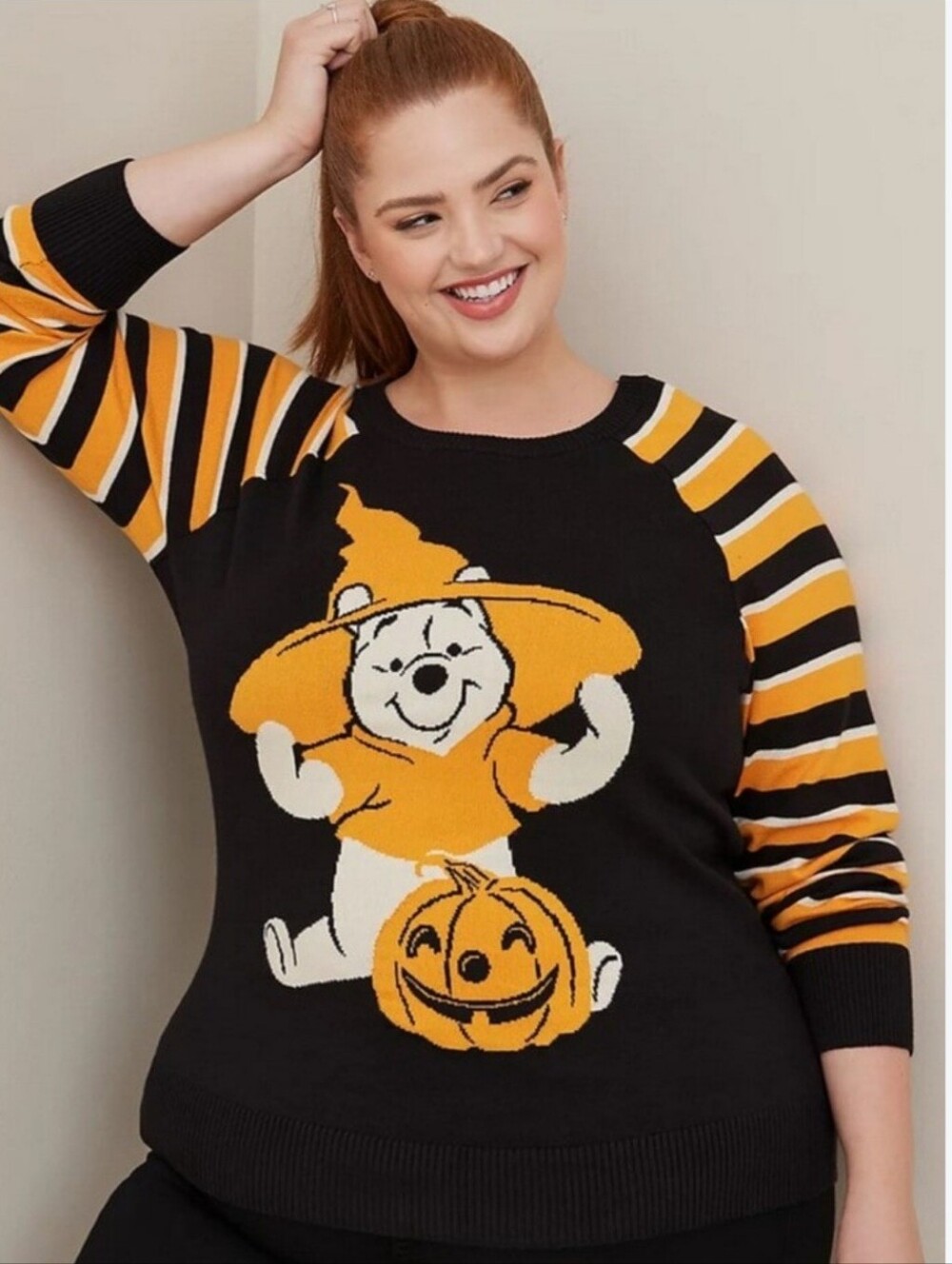 Disney Torrid Winnie the Pooh Halloween Witch Striped Sweater, BNWT, Size M/L